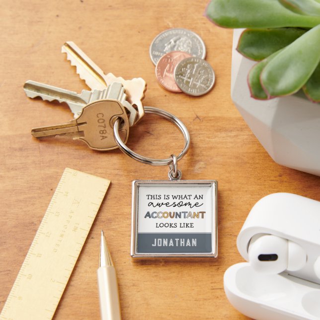 Personalised Accountant Funny Awesome Accountant Key Ring (Desk)