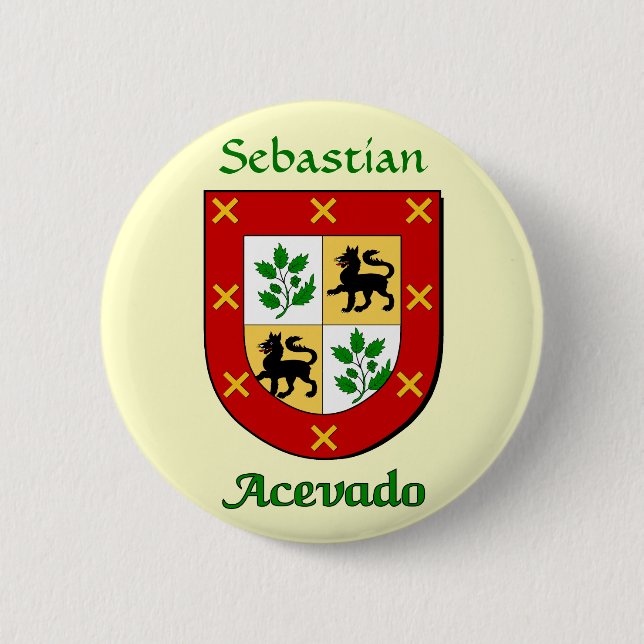 Personalised Acevado Family Shield 6 Cm Round Badge (Front)