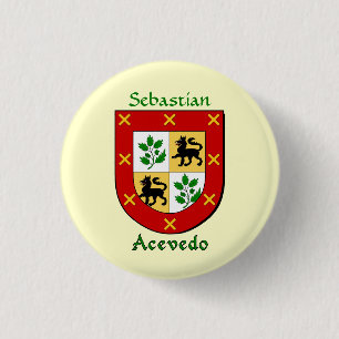 Personalised Acevedo Historical Shield 3 Cm Round Badge