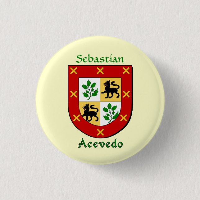 Personalised Acevedo Historical Shield 3 Cm Round Badge (Front)