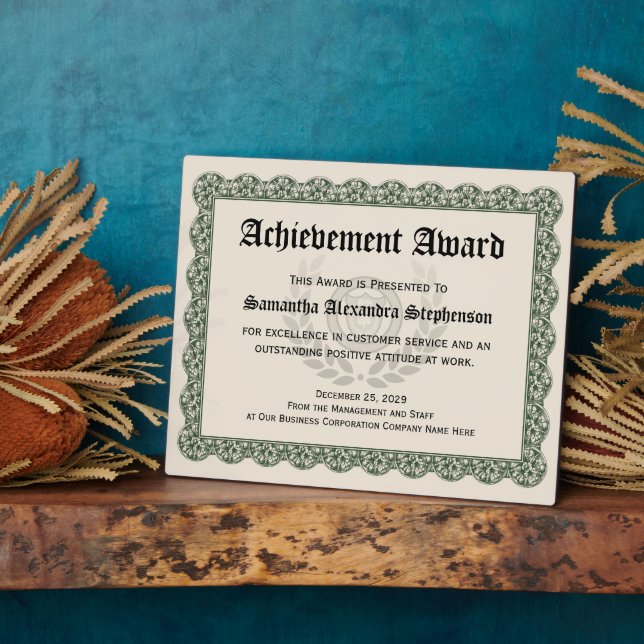 Personalised Achievement Award Plaque (Side)