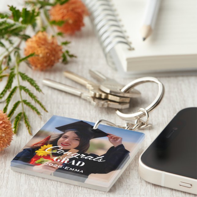 Personalised Acrylic Graduation Photo Keychain (Front Right)