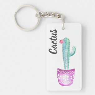 Personalised Acrylic Key Ring - Blossoming Cactus
