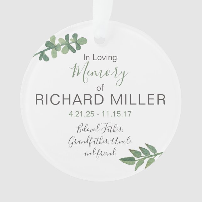 Personalised Acrylic Memorial Ornament (Front)