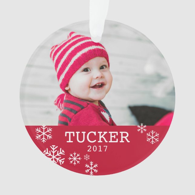 Personalised Acrylic Snowflake Photo Ornament (Front)