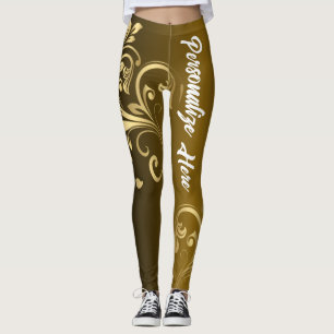 Personalised Activewear   Customisable Gold Swirl Leggings