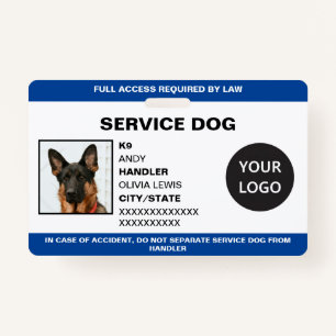 Personalised Ada Card Service Dog Photo ID ID Badge