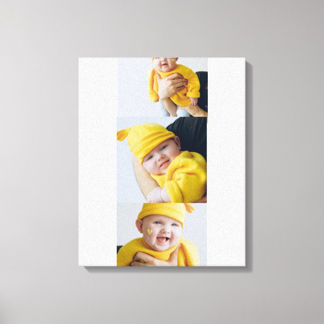 Personalised Add 3 Photographs Custom Made Canvas Print (Front)