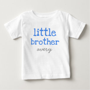 Personalised Add a Name Blue Text  Little Brother Baby T-Shirt