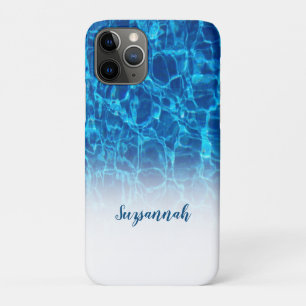 Personalised Add A Name Sparkling Blue Water Ombre iPhone 11 Pro Case
