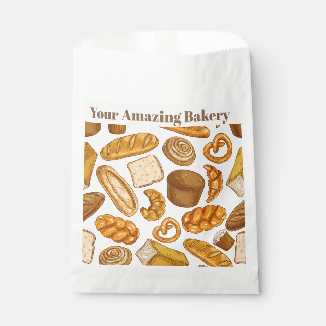 Personalised Add Name Bread and Bakery Store Favour Bags (Front)