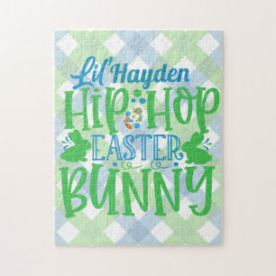 Personalised ADD NAME Lil Hip Hop Easter Bunny Jigsaw Puzzle