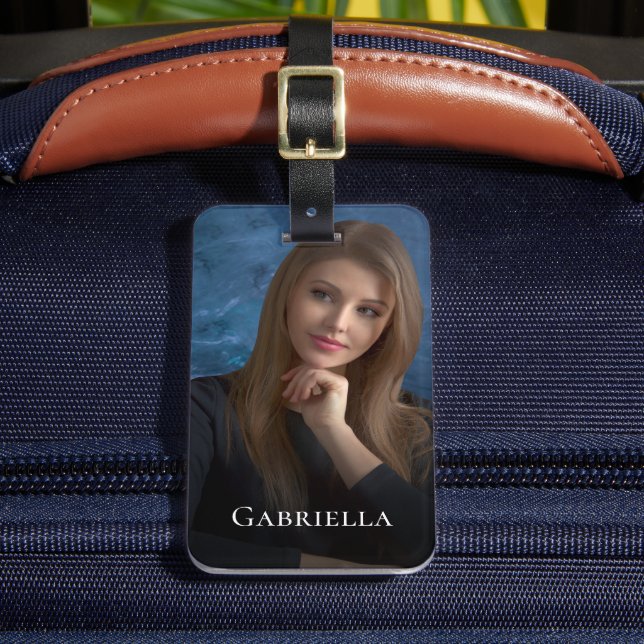 Personalised Add Name Photo Modern Luggage Tag (Front Insitu 2)