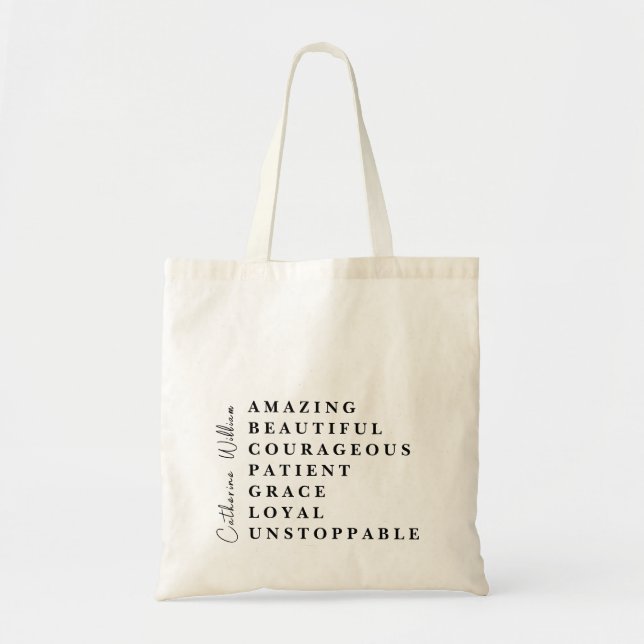 Personalised Add Name Positive Affirmations Gift Tote Bag (Front)