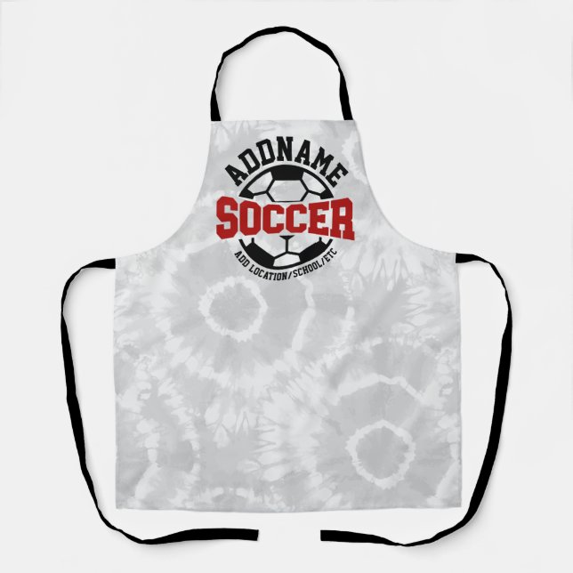 Personalised ADD NAME Soccer Player Team Tie-Dye Apron (Front)