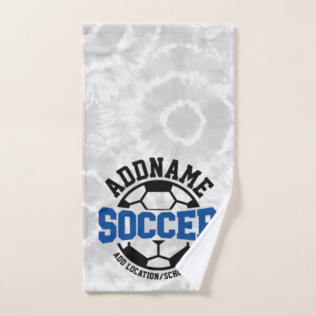 Personalised ADD NAME Soccer Player Team Tie-Dye Bath Towel Set (Hand Towel)
