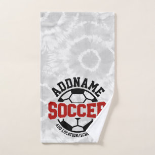 Personalised ADD NAME Soccer Player Team Tie-Dye Bath Towel Set