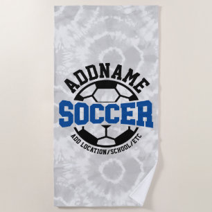 Personalised ADD NAME Soccer Player Team Tie-Dye Beach Towel