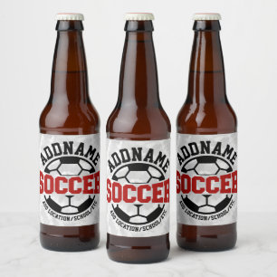 Personalised ADD NAME Soccer Player Team Tie-Dye Beer Bottle Label
