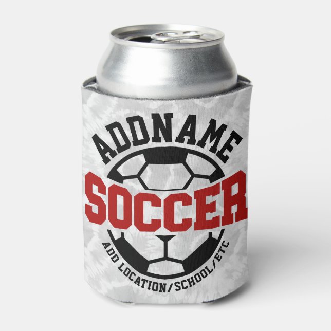 Personalised ADD NAME Soccer Player Team Tie-Dye Can Cooler (Can Front)