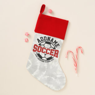 Personalised ADD NAME Soccer Player Team Tie-Dye Christmas Stocking