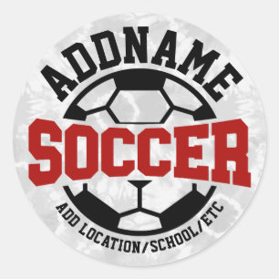 Personalised ADD NAME Soccer Player Team Tie-Dye Classic Round Sticker