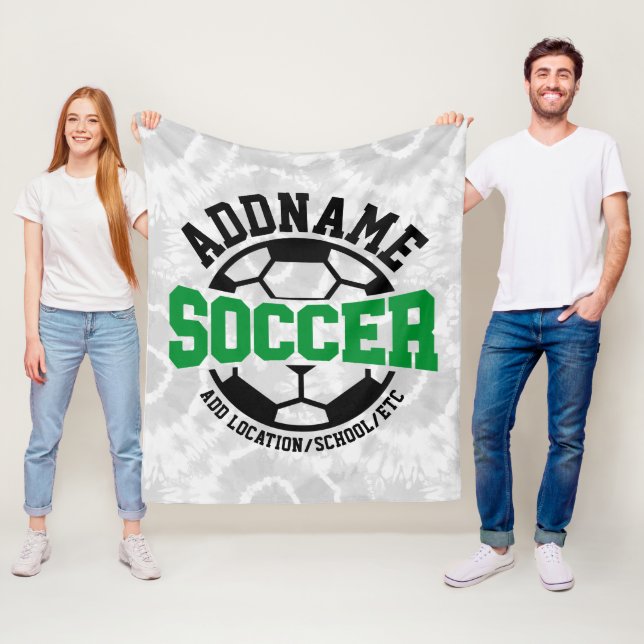Personalised ADD NAME Soccer Player Team Tie-Dye Fleece Blanket (In Situ)
