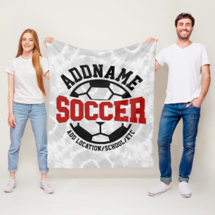 Personalised ADD NAME Soccer Player Team Tie-Dye Fleece Blanket