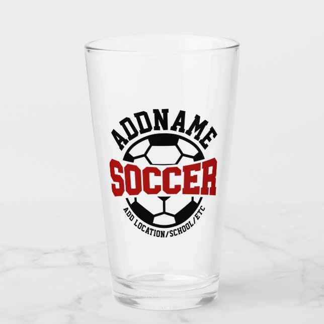 Personalised ADD NAME Soccer Player Team Tie-Dye Glass (Front)