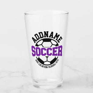 Personalised ADD NAME Soccer Player Team Tie-Dye Glass