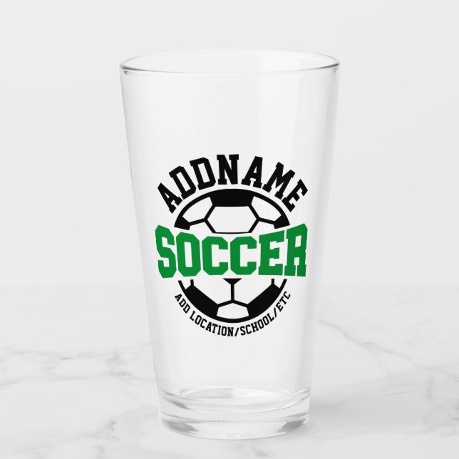 Personalised ADD NAME Soccer Player Team Tie-Dye Glass (Front)