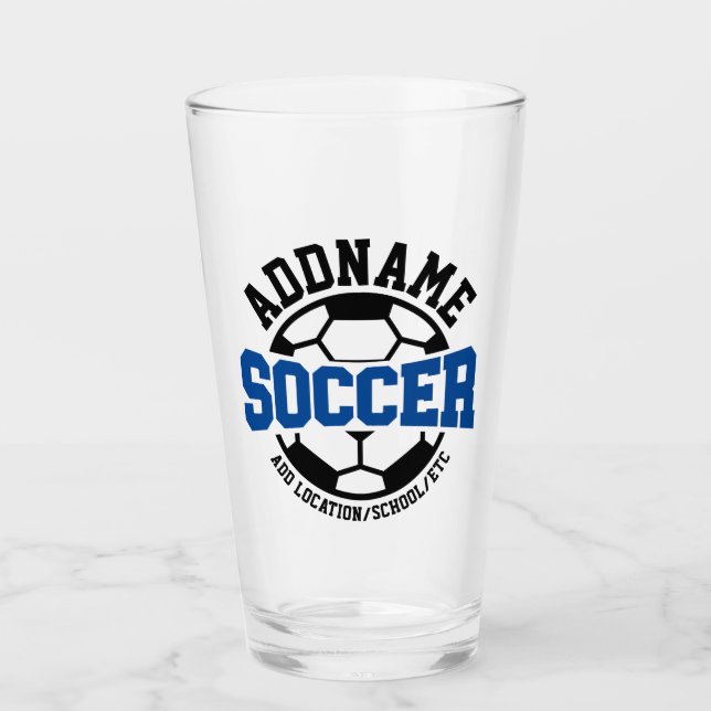 Personalised ADD NAME Soccer Player Team Tie-Dye Glass (Front)