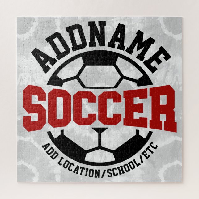 Personalised ADD NAME Soccer Player Team Tie-Dye Jigsaw Puzzle (Vertical)