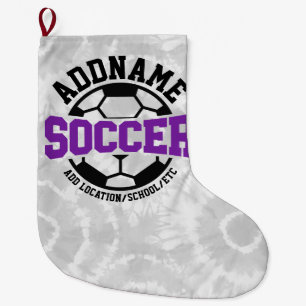 Personalised ADD NAME Soccer Player Team Tie-Dye Large Christmas Stocking