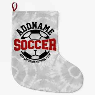 Personalised ADD NAME Soccer Player Team Tie-Dye Large Christmas Stocking