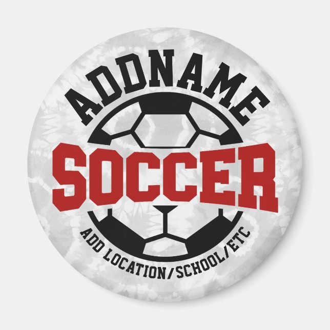 Personalised ADD NAME Soccer Player Team Tie-Dye Magnet (Front)
