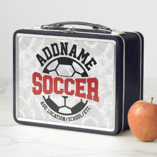 Personalised ADD NAME Soccer Player Team Tie-Dye Metal Lunch Box