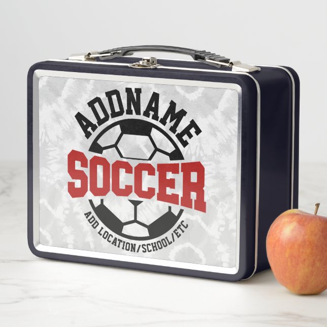 Personalised ADD NAME Soccer Player Team Tie-Dye Metal Lunch Box (In Situ)