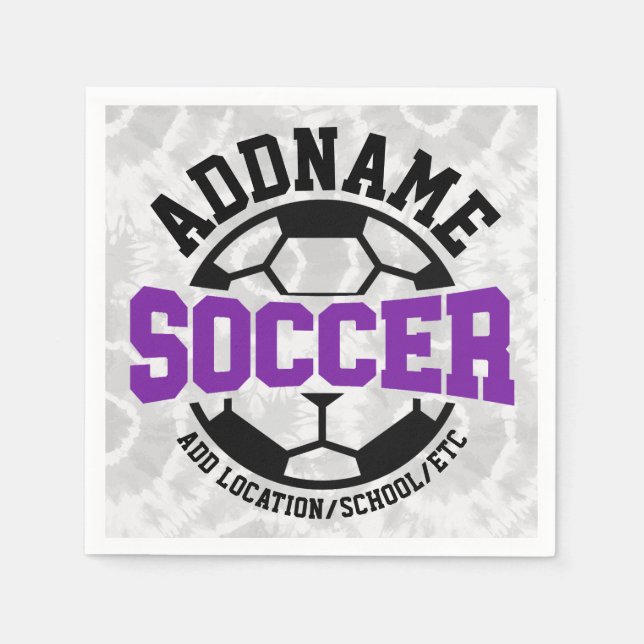 Personalised ADD NAME Soccer Player Team Tie-Dye Napkin (Front)