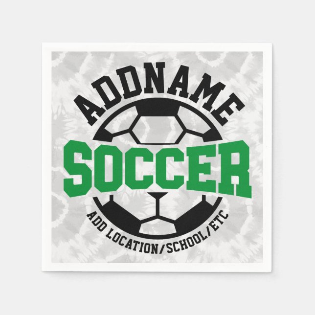 Personalised ADD NAME Soccer Player Team Tie-Dye Napkin (Front)