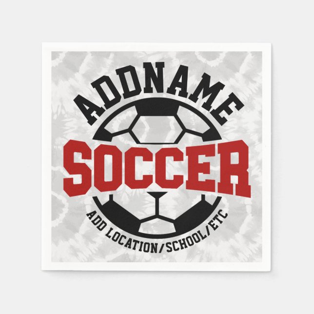 Personalised ADD NAME Soccer Player Team Tie-Dye Napkin (Front)