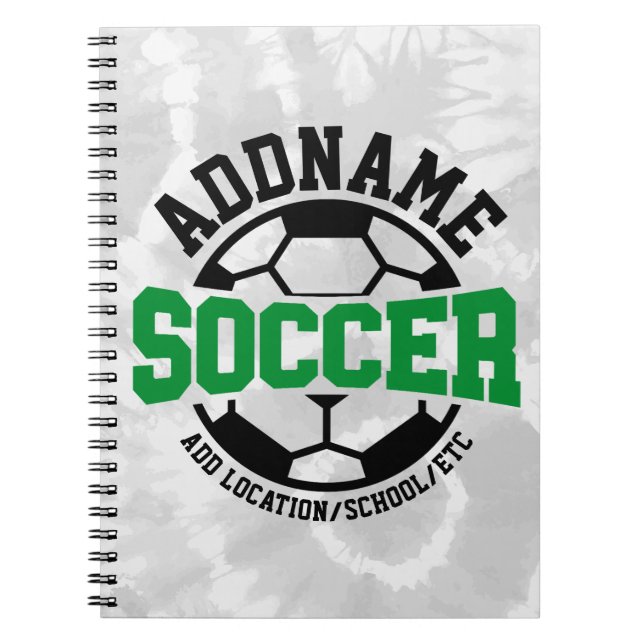 Personalised ADD NAME Soccer Player Team Tie-Dye Notebook (Front)