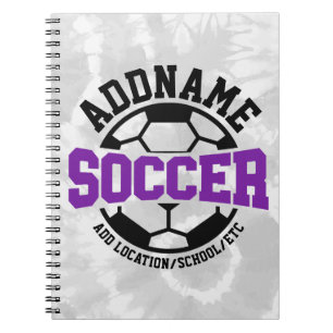 Personalised ADD NAME Soccer Player Team Tie-Dye Notebook