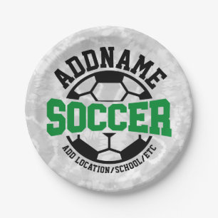 Personalised ADD NAME Soccer Player Team Tie-Dye Paper Plate