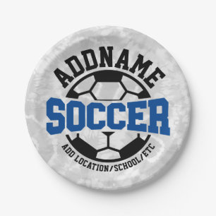 Personalised ADD NAME Soccer Player Team Tie-Dye Paper Plate