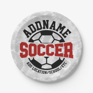 Personalised ADD NAME Soccer Player Team Tie-Dye Paper Plate