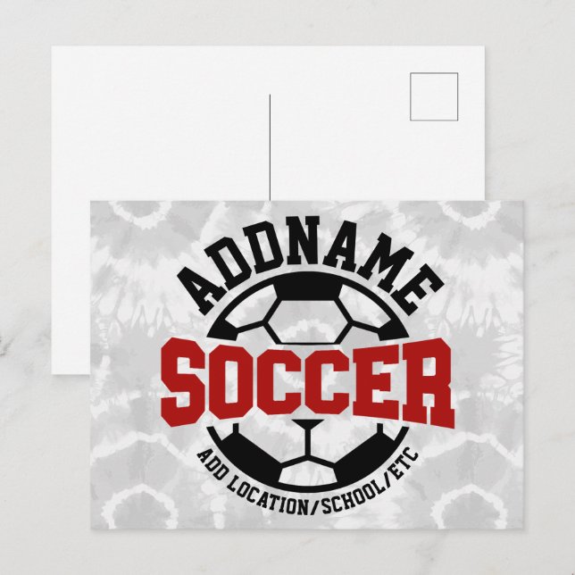 Personalised ADD NAME Soccer Player Team Tie-Dye Postcard (Front/Back)