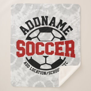 Personalised ADD NAME Soccer Player Team Tie-Dye Sherpa Blanket