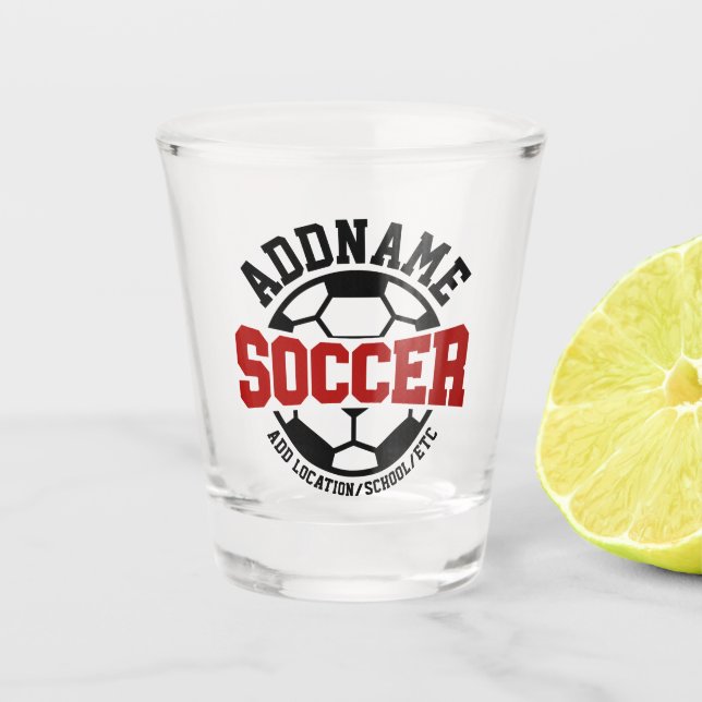 Personalised ADD NAME Soccer Player Team Tie-Dye Shot Glass (Front)
