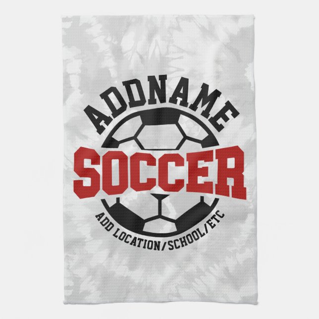 Personalised ADD NAME Soccer Player Team Tie-Dye Tea Towel (Vertical)